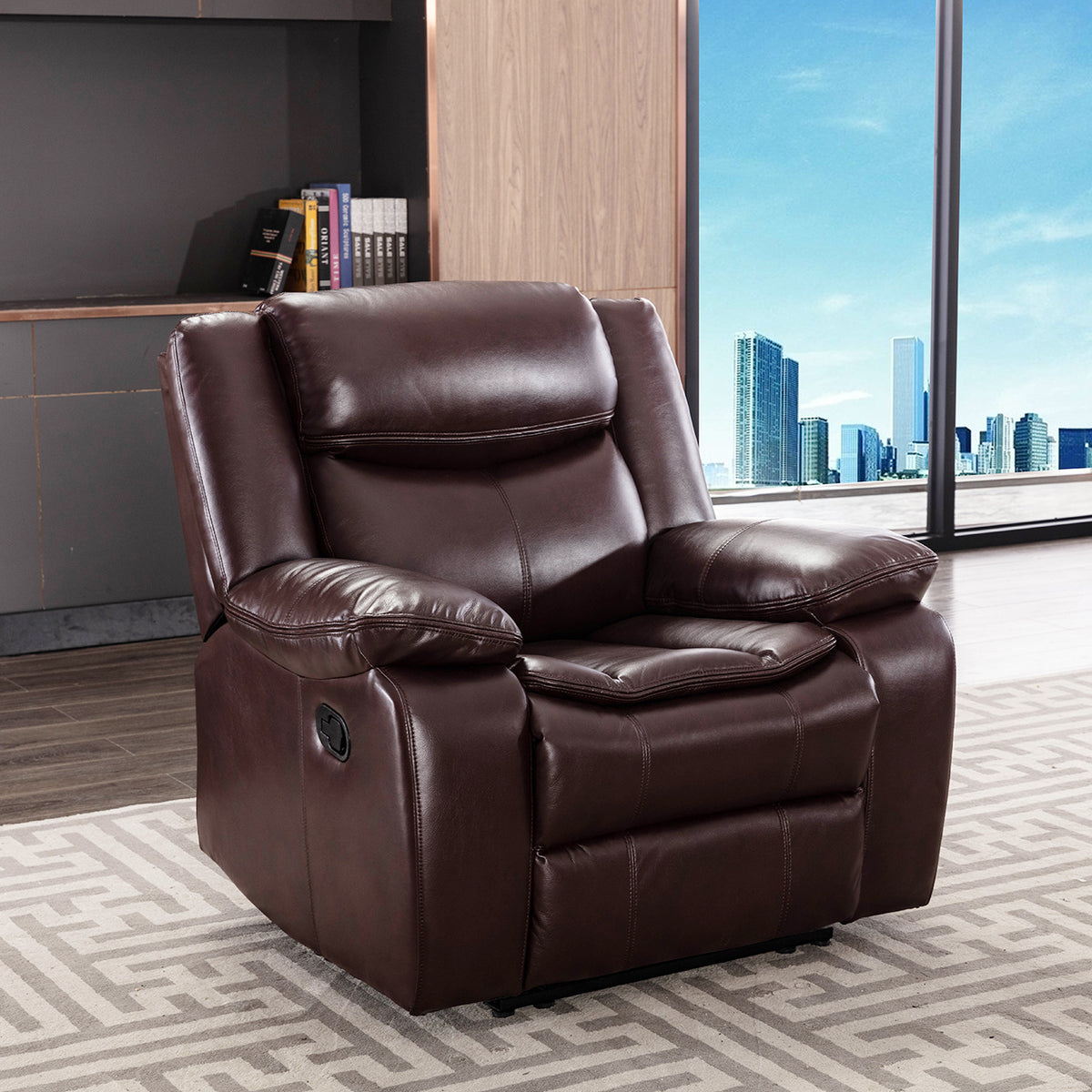 Breathable Leather Manual Reclining Sectional Sofa