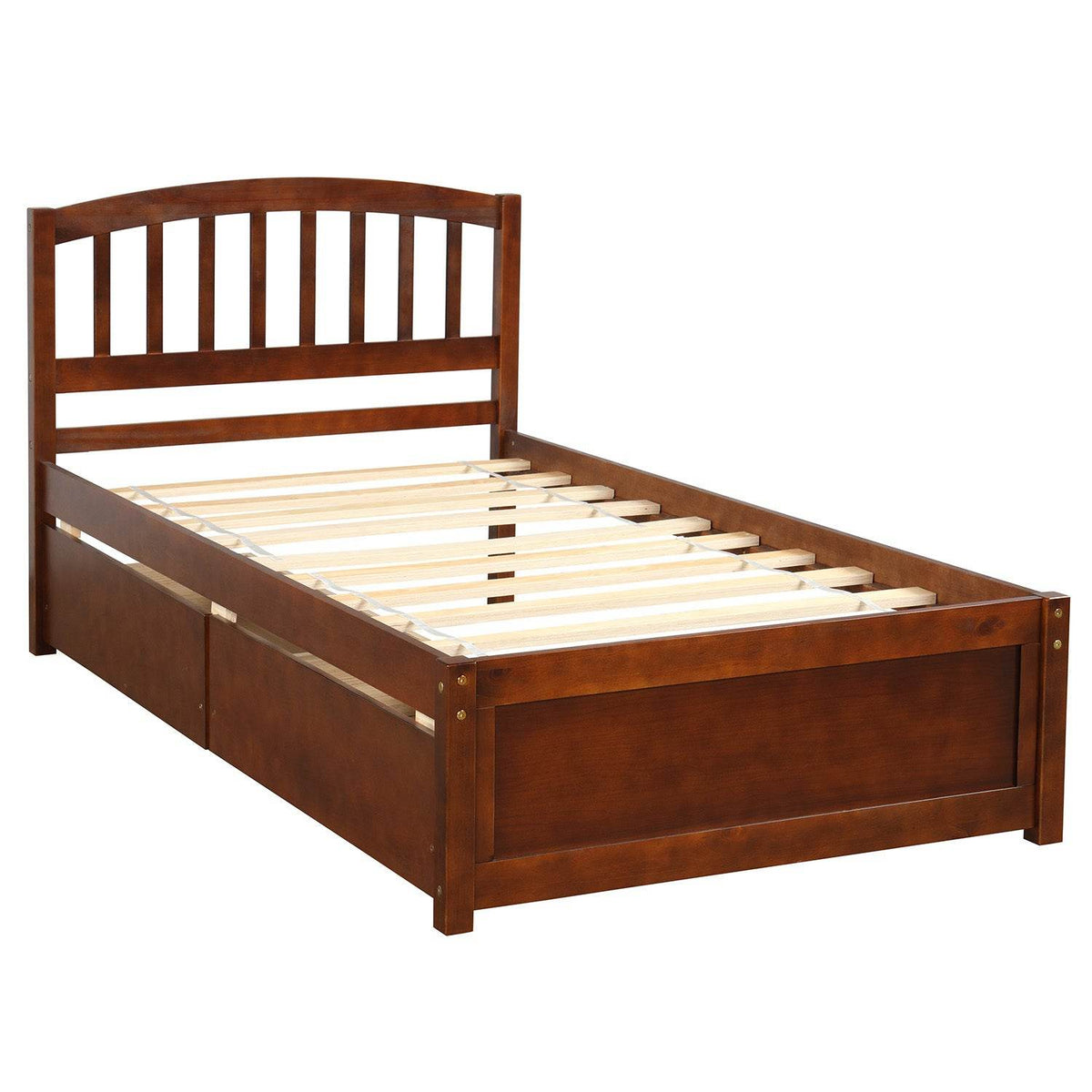 Twin Solid Wood Platform Bed Frame With Storage Drawers