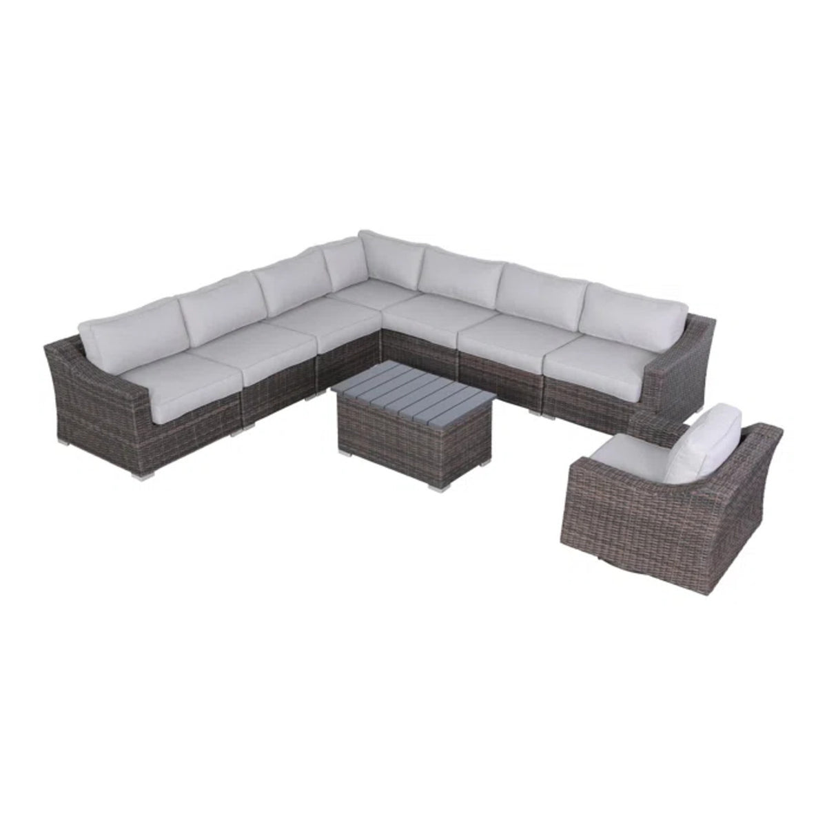 Modern Outdoor 7-Person Wicker Sectional Seating Set With Cushions