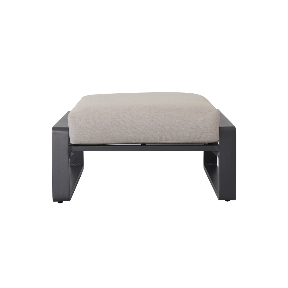 Set of 2 Aluminum Ottomans With Plush Beige Cushions