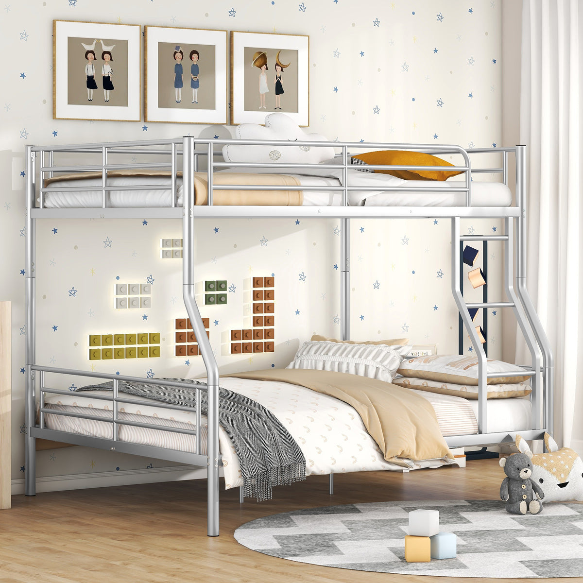 Full XL Over Queen Iron Metal Bunk Bed