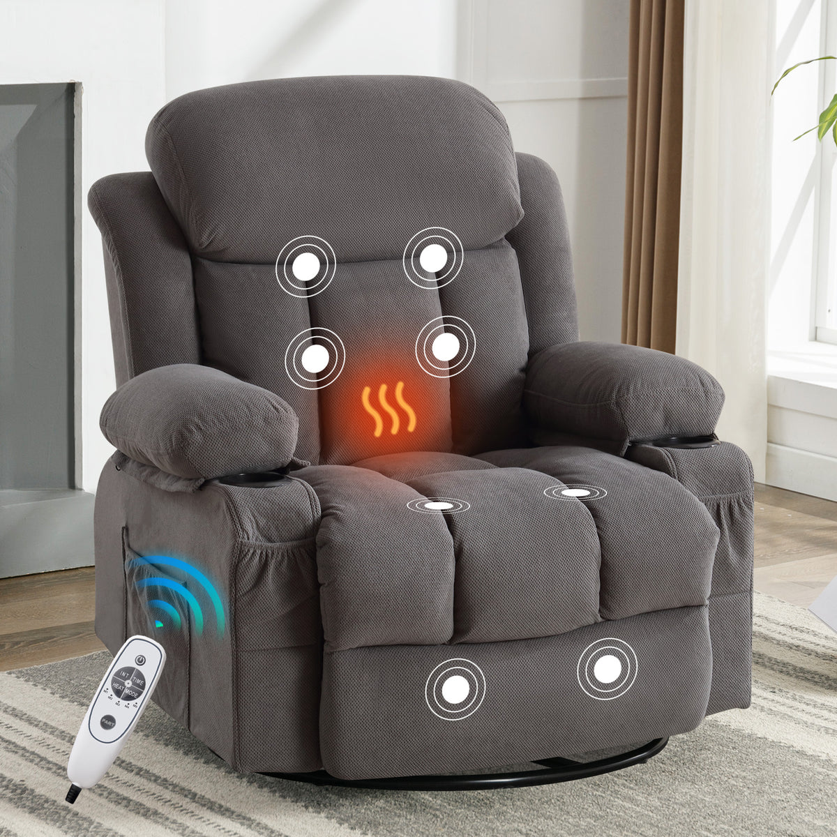 Soft Velvet Manual Swinging Massage Recliner Chair