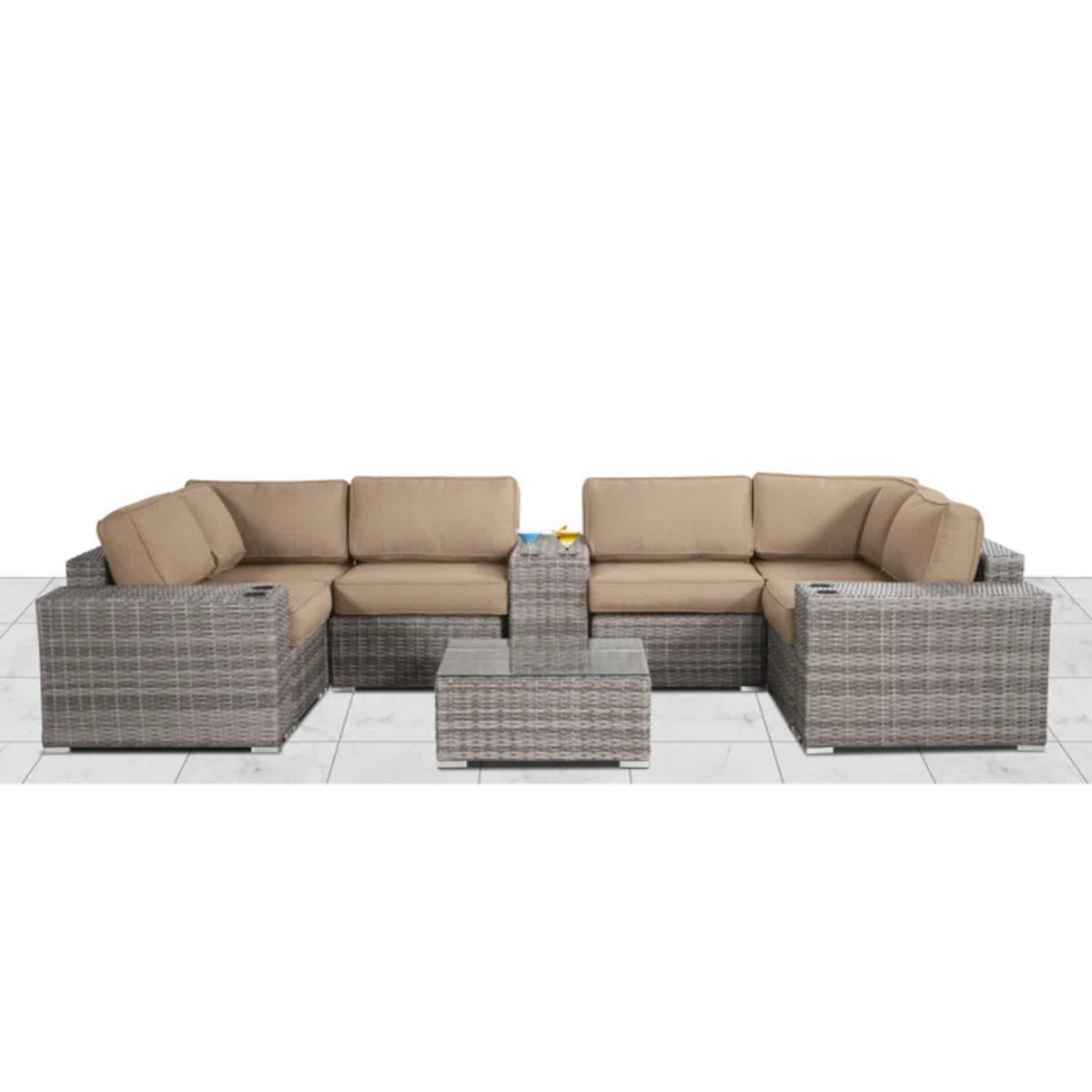 Weather-Resistant Rattan Wicker 10-Piece Outdoor Sectional Set