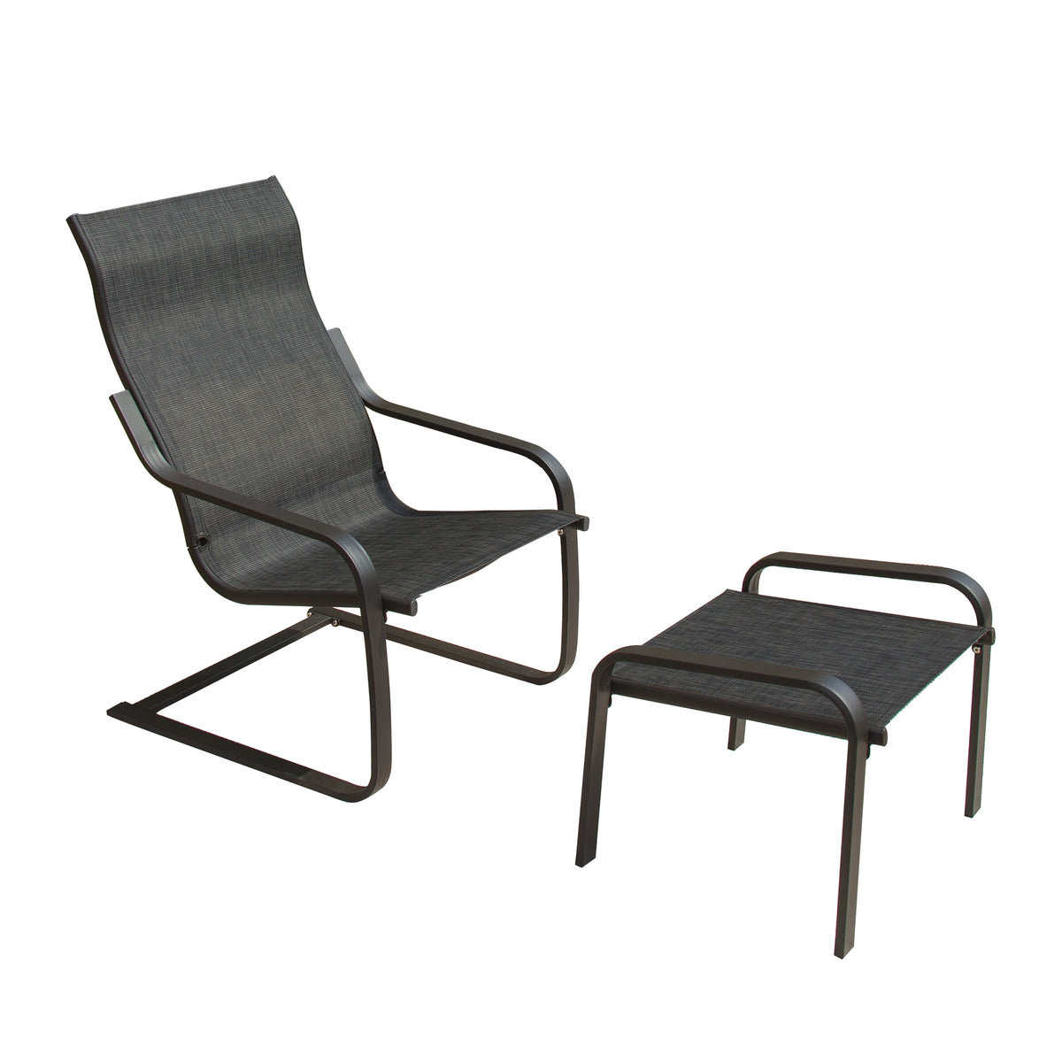 C Spring Motion Outdoor Patio Chair With Ottoman
