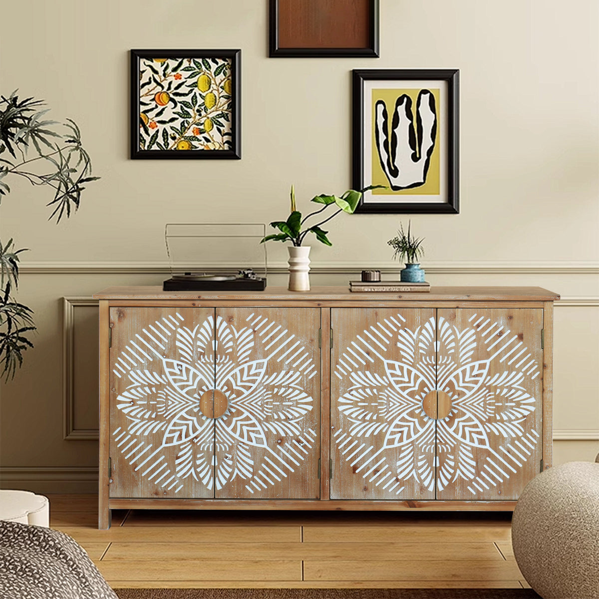 Vintage American Design Accent Corner Cabinet With Storage
