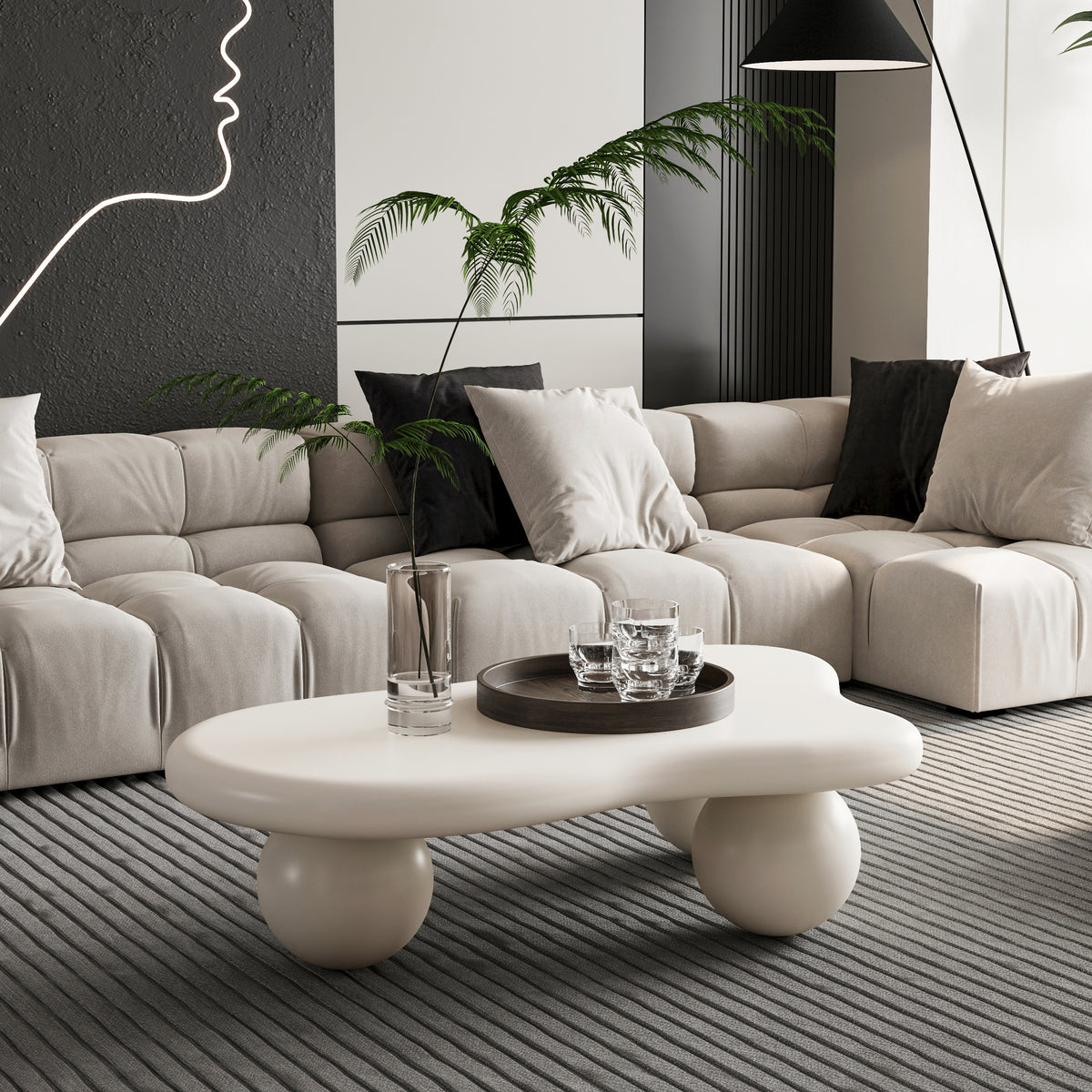 Modern 40-Inch Cloud Shaped Lacquered Coffee Table