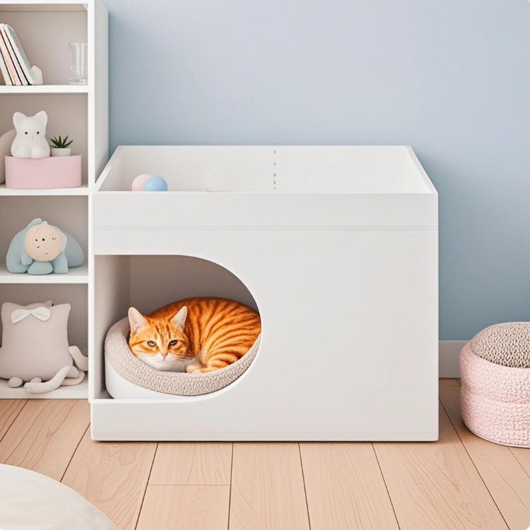 Multifunctional Creamy White Pet Sofa Side Cabinet