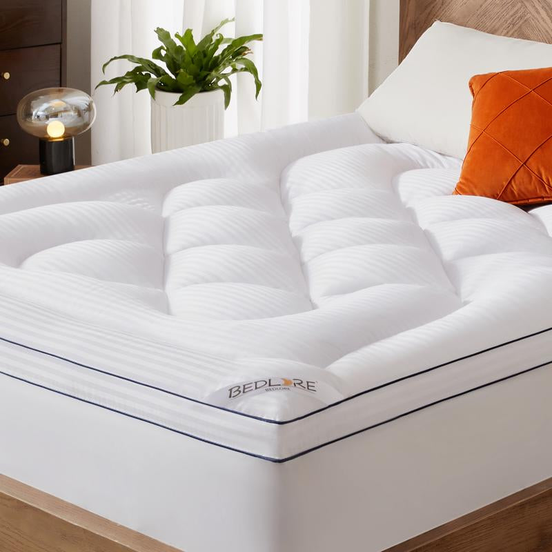 【Bedlore】Mattress Topper, Thick Pillow Top Pad for Back Pain Relief, Cooling Soft Mattress Cover with Deep Pockets 6-18 Inch