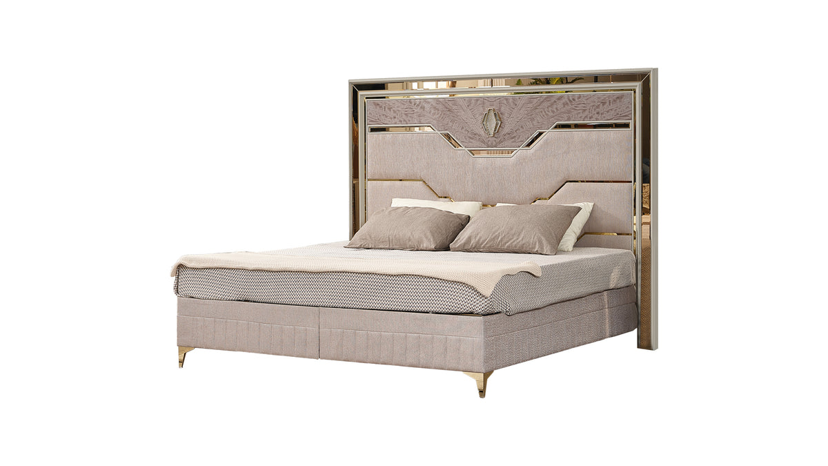 Modern Queen Upholstered Wood Bed Frame With Storage