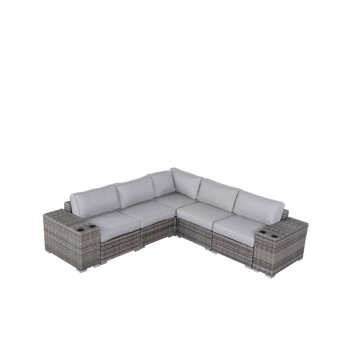 4-Piece Modern Gray Rattan Wicker Seating Group With Cushions