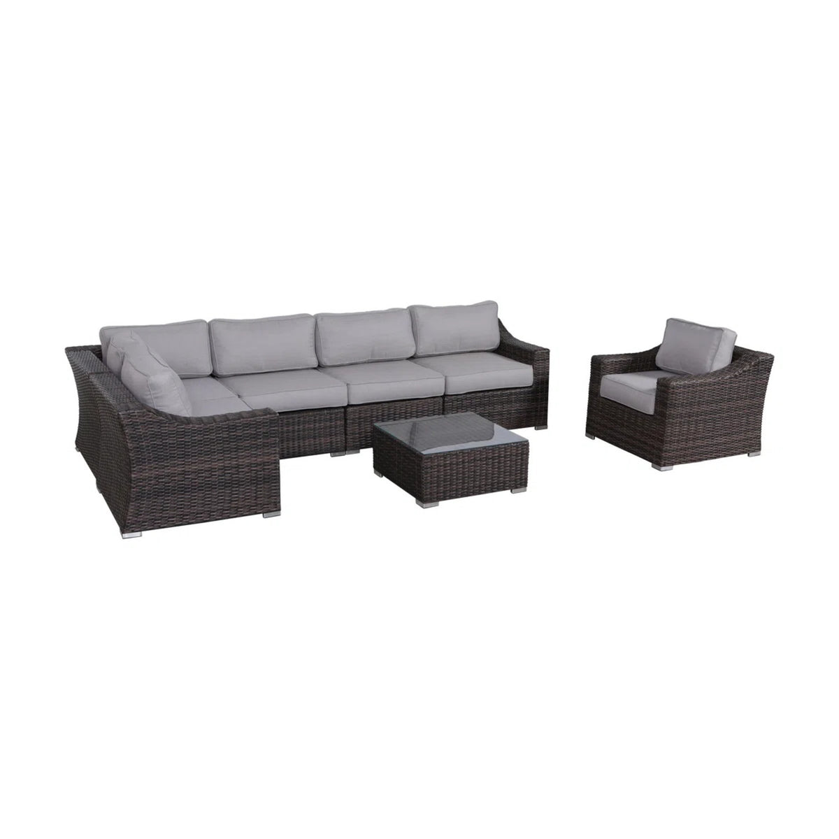All-Weather Wicker 5-Seat Outdoor Sectional Conversation Set