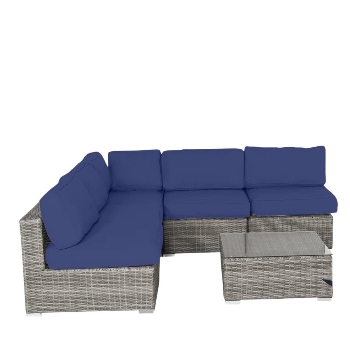 Modern 6-Piece Modular Wicker Patio Furniture Set With Cushions