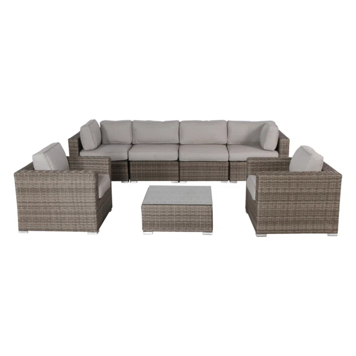 Fully Assembled 7-Piece 6-Seater Patio Wicker Sofa Set