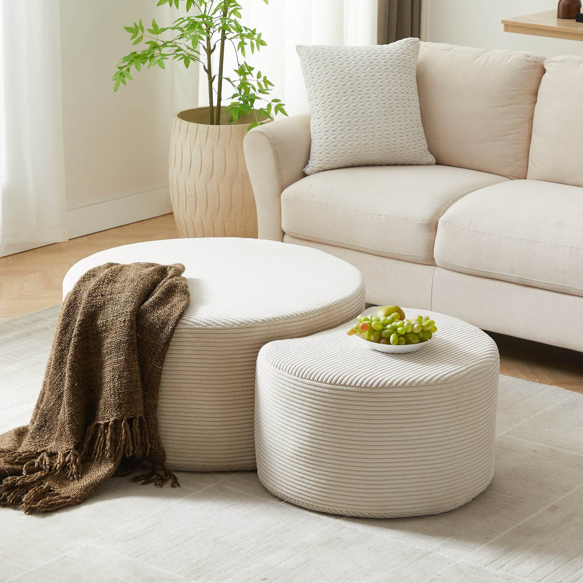 Set of 2 Upholstered Foam Ottoman Coffee Tables - Sleep Galleria