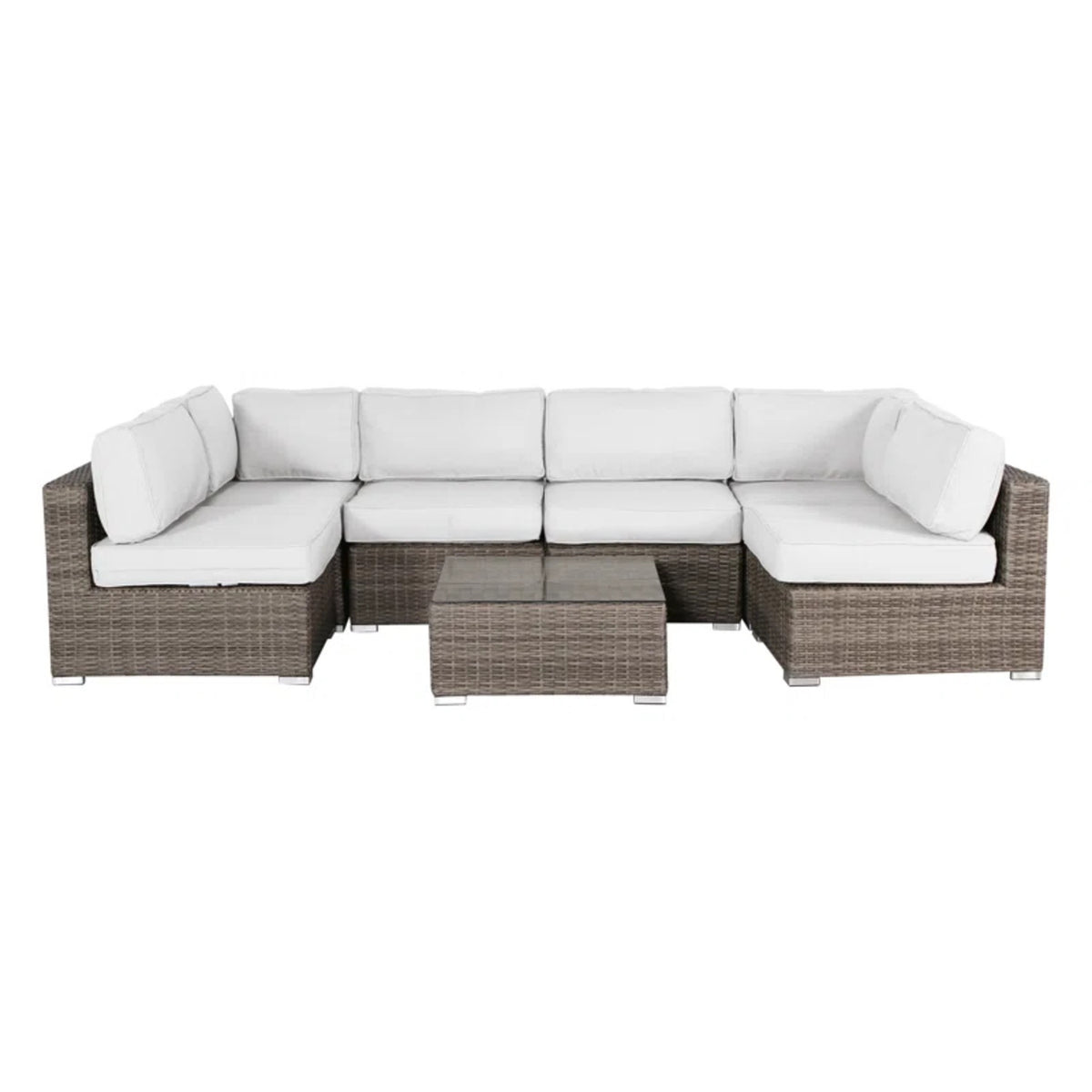 All-Weather 7-Piece Grey Mix Wicker Outdoor Lounge Set