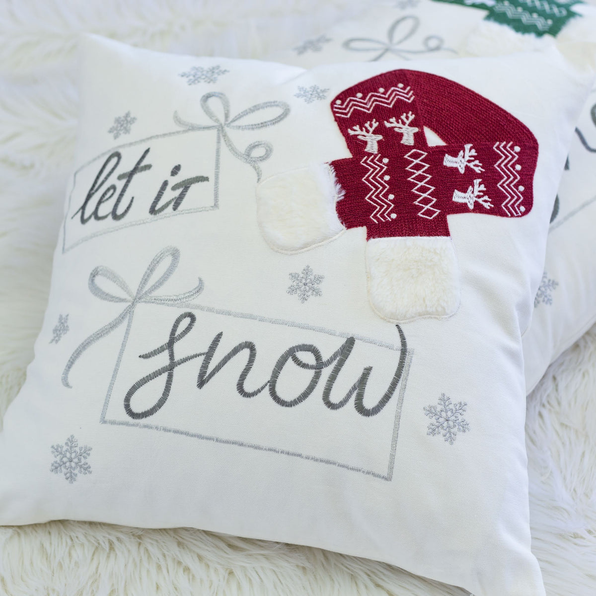 Let It Snow 20x20 Inch Cotton Throw Pillow