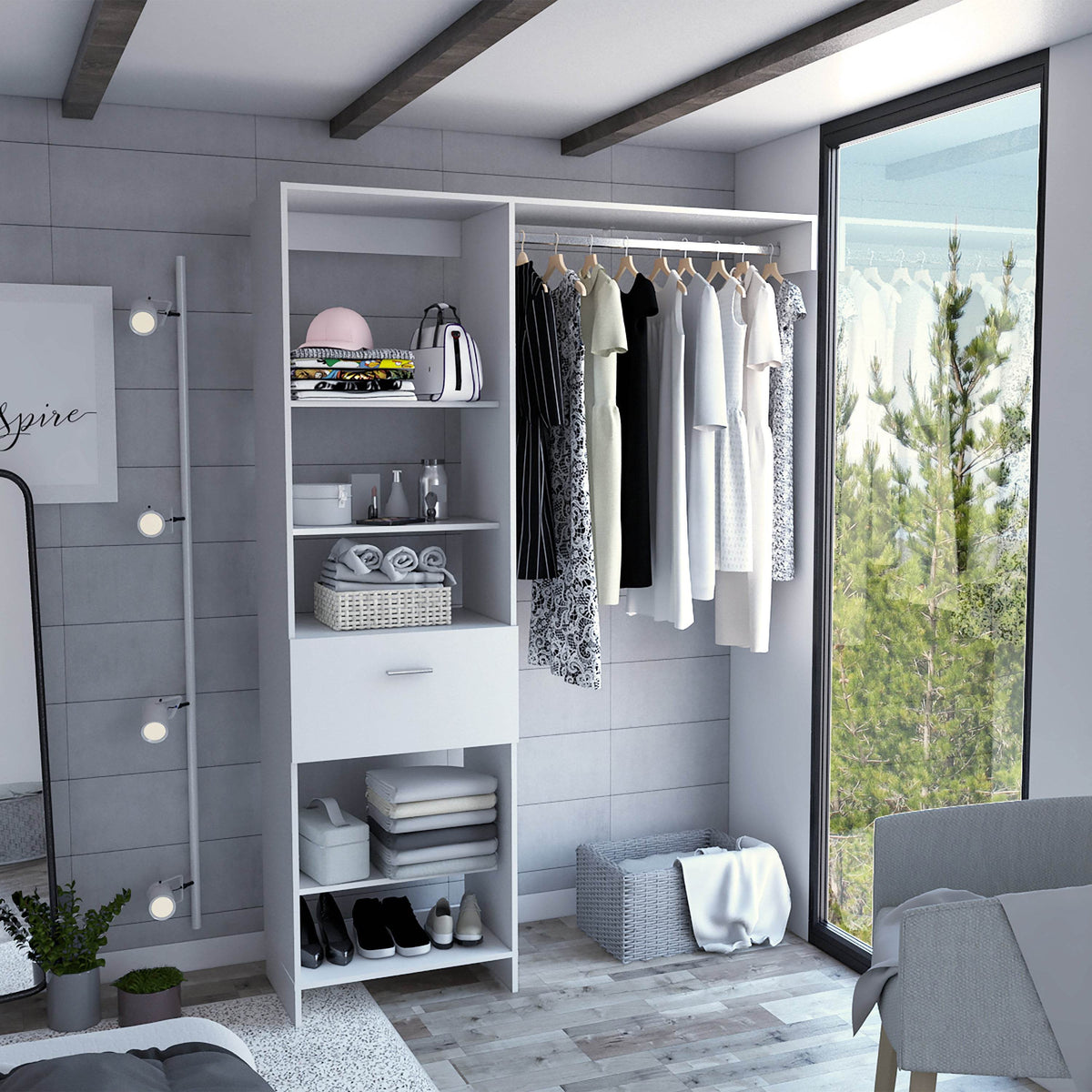 Modern White Particle Board Bedroom Closet Organizer