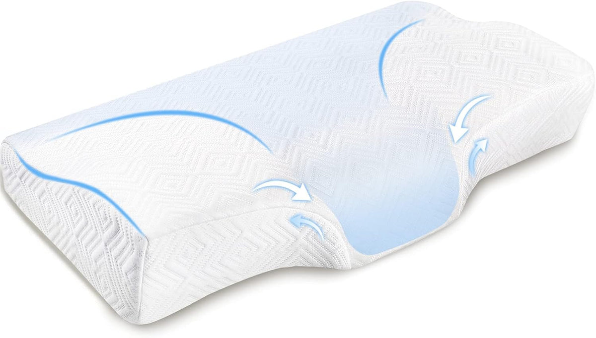 Cervical Pillow Memory Foam Contour Pillow, Orthopedic Gentle Pillows for Back&Side Sleeper Relieve Shoulder and Neck Pain with Washable Hypoallergenic Pillowcase(23.62"X12.60"X4.33"/2.76")