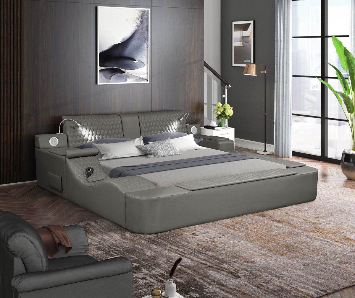 Remote-Controlled Massage Chaise Lounge Bed Frame