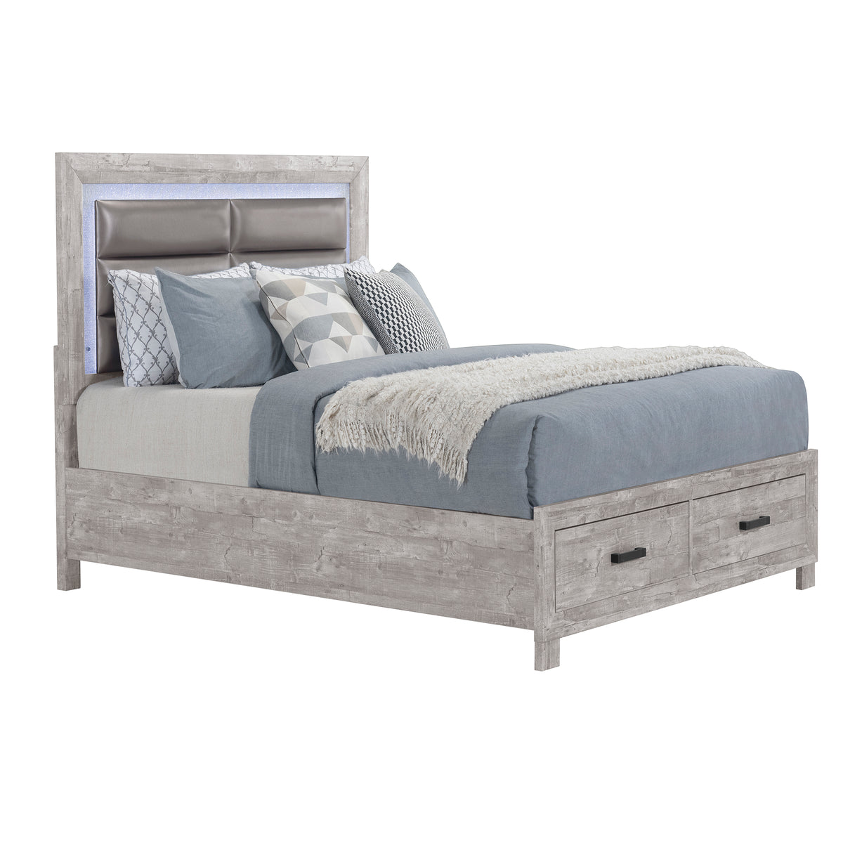 Queen Farmhouse Solid Wood MDF Storage Bed Frame