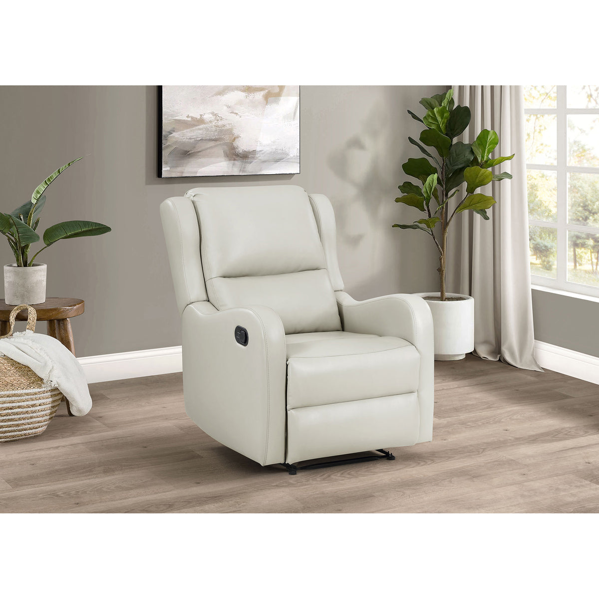 Ivory Faux Leather English Arm Recliner Chair
