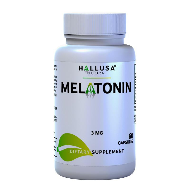 MELATONIN - Melatonin 3 Mg 60 Cap - Sleep Supplement - Dietary Supplement Restful Sleep - Deep Sleep - Relaxation - Focus Factor - Hallusa Natural