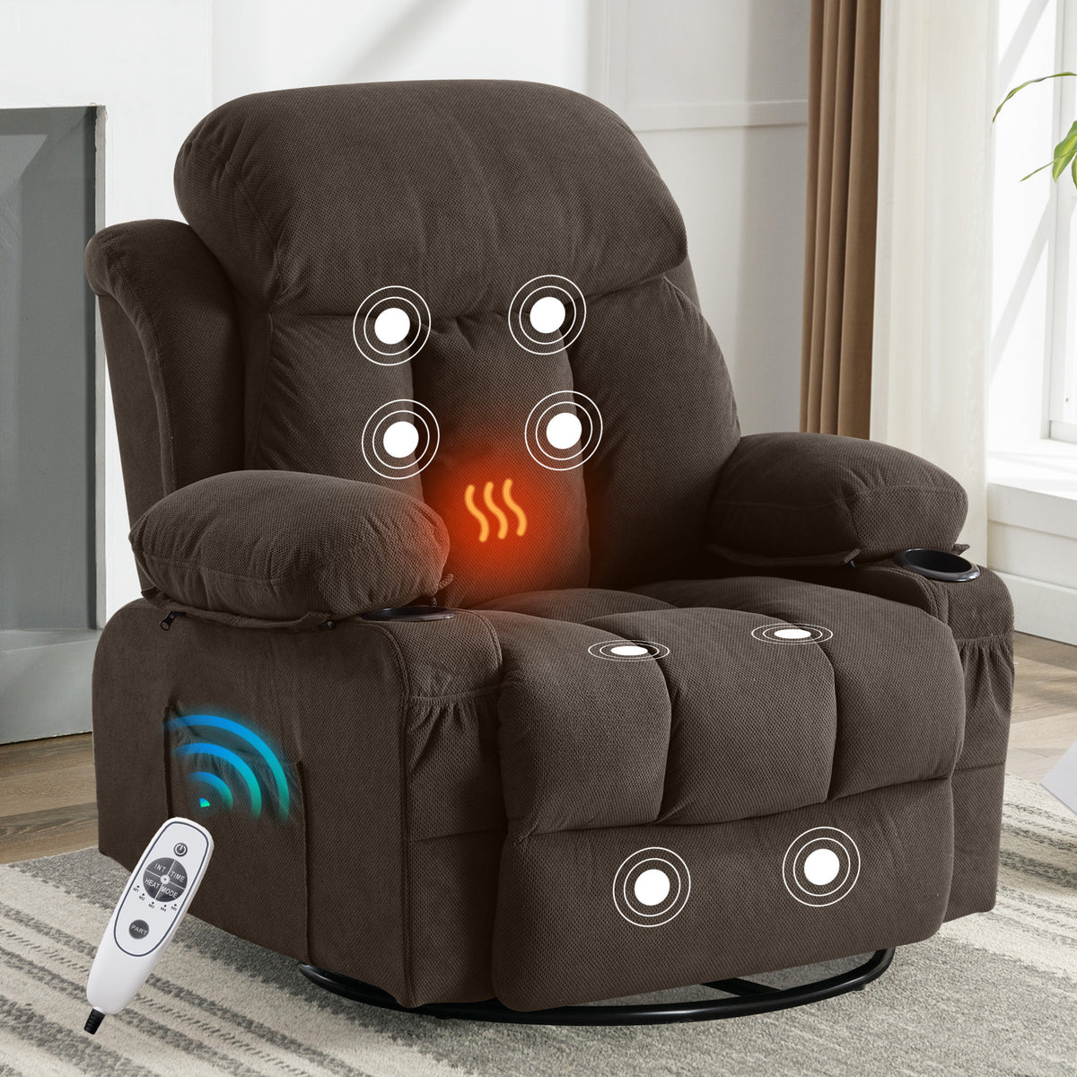 Soft Velvet Swinging Recliner Massage Chair With USB
