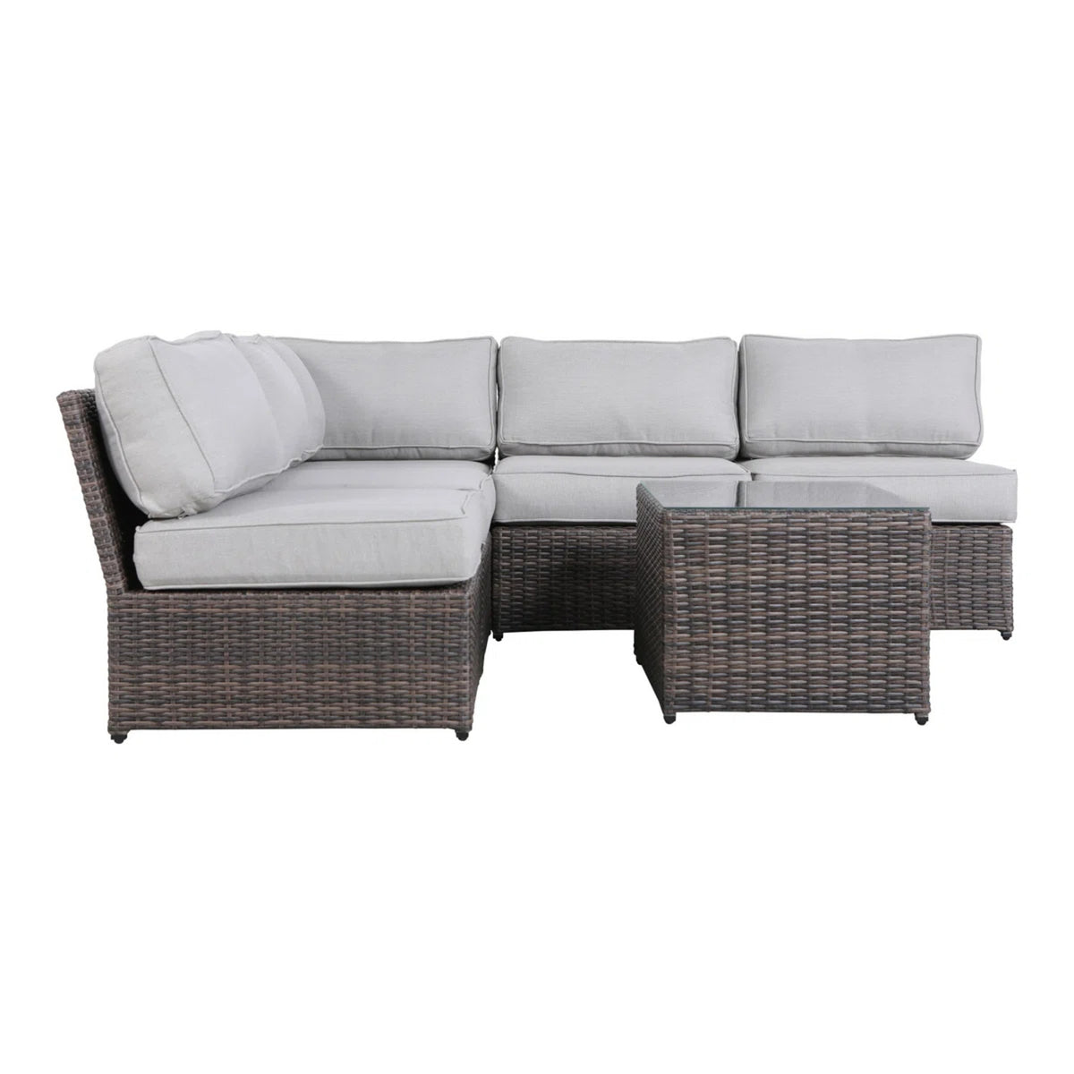 4-Person Handwoven Brown Wicker Outdoor Seating Set