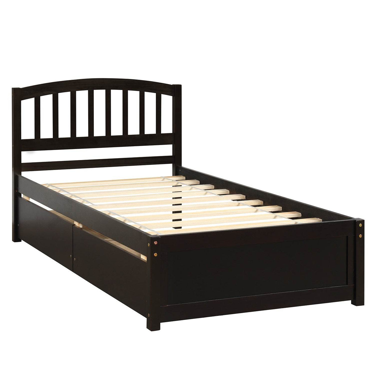 Twin Solid Wood Platform Bed Frame With Storage Drawers