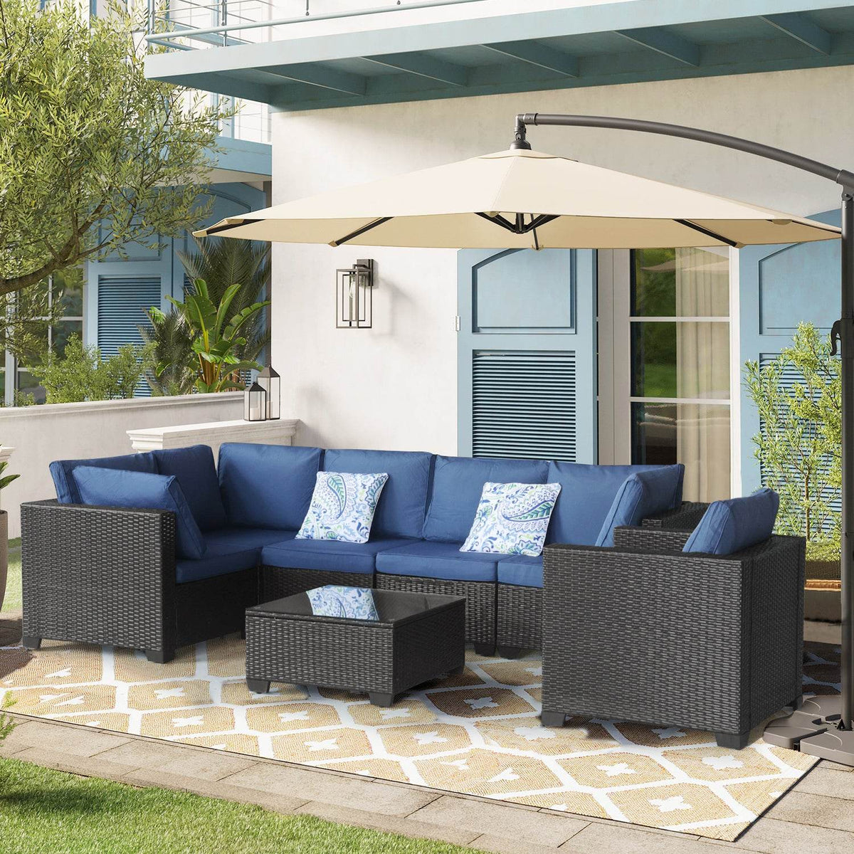 7-Piece Outdoor PE Rattan Patio Furniture Set