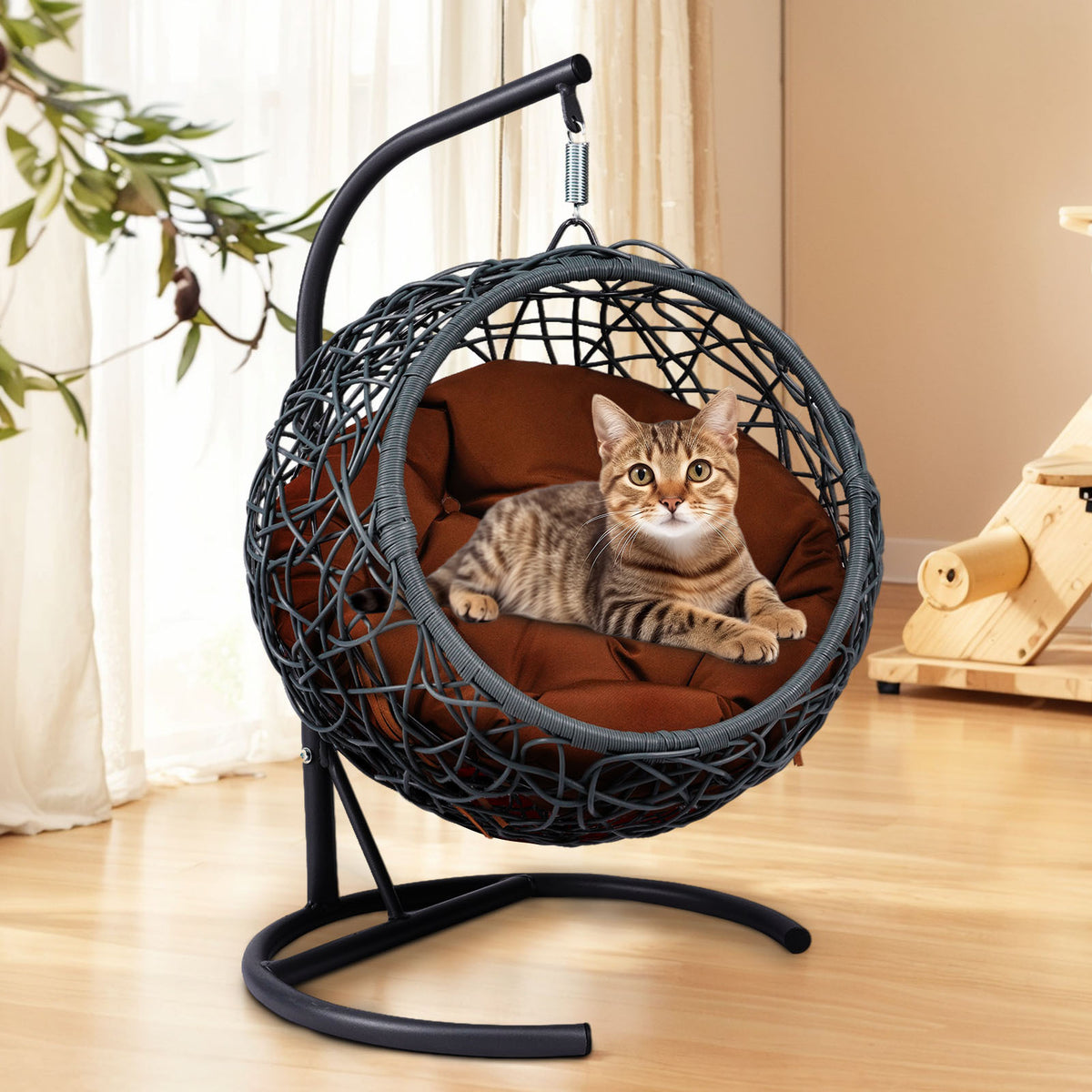 Indoor Hanging Cat Hammock Bed With Stand And Cushion