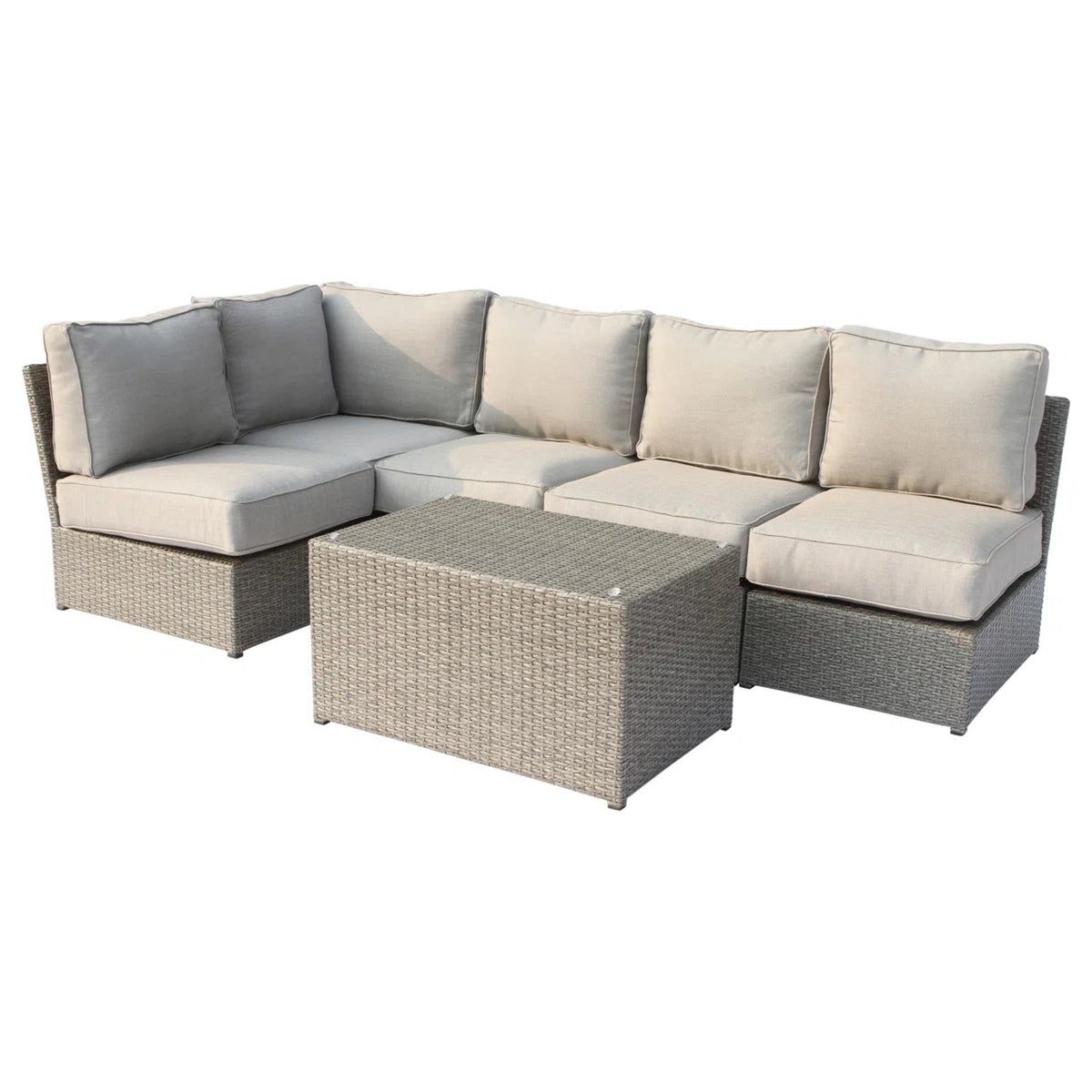 4-Person Handwoven Wicker Outdoor Patio Seating Set With Cushions