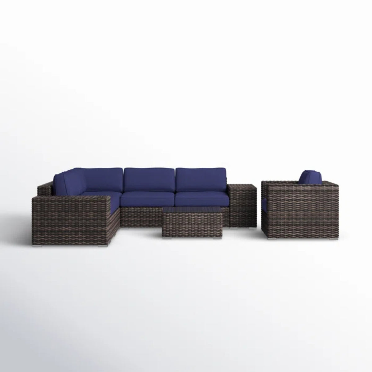 5-Person Outdoor Sectional Sofa Set With Wicker Frame