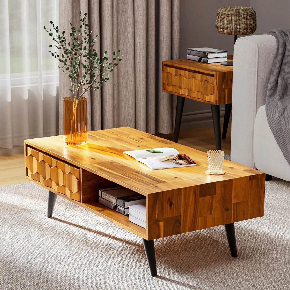 Mid-Century Modern Solid Wood Coffee Table - Sleep Galleria