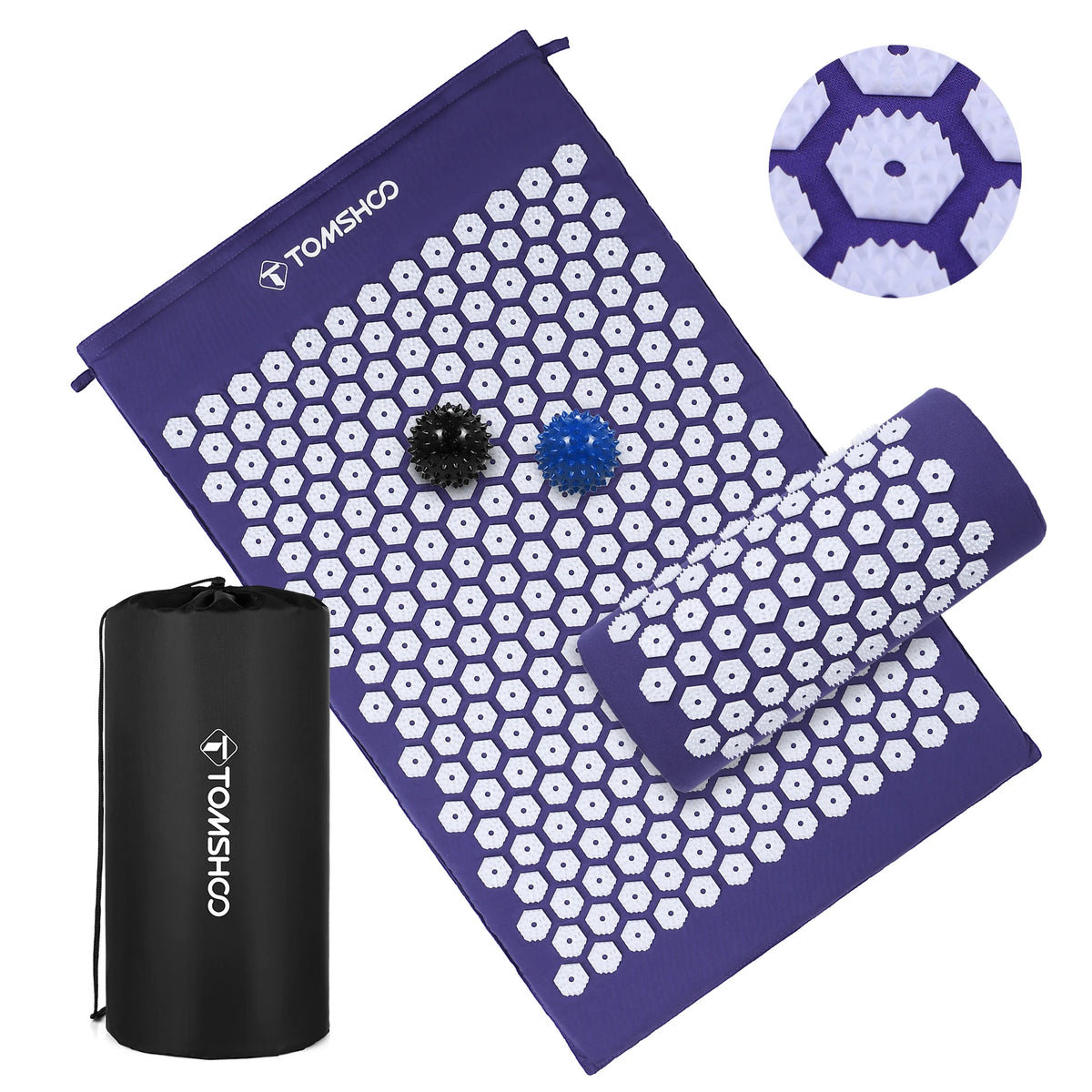 Acupressure Mat and Pillow Massage Set With Bag