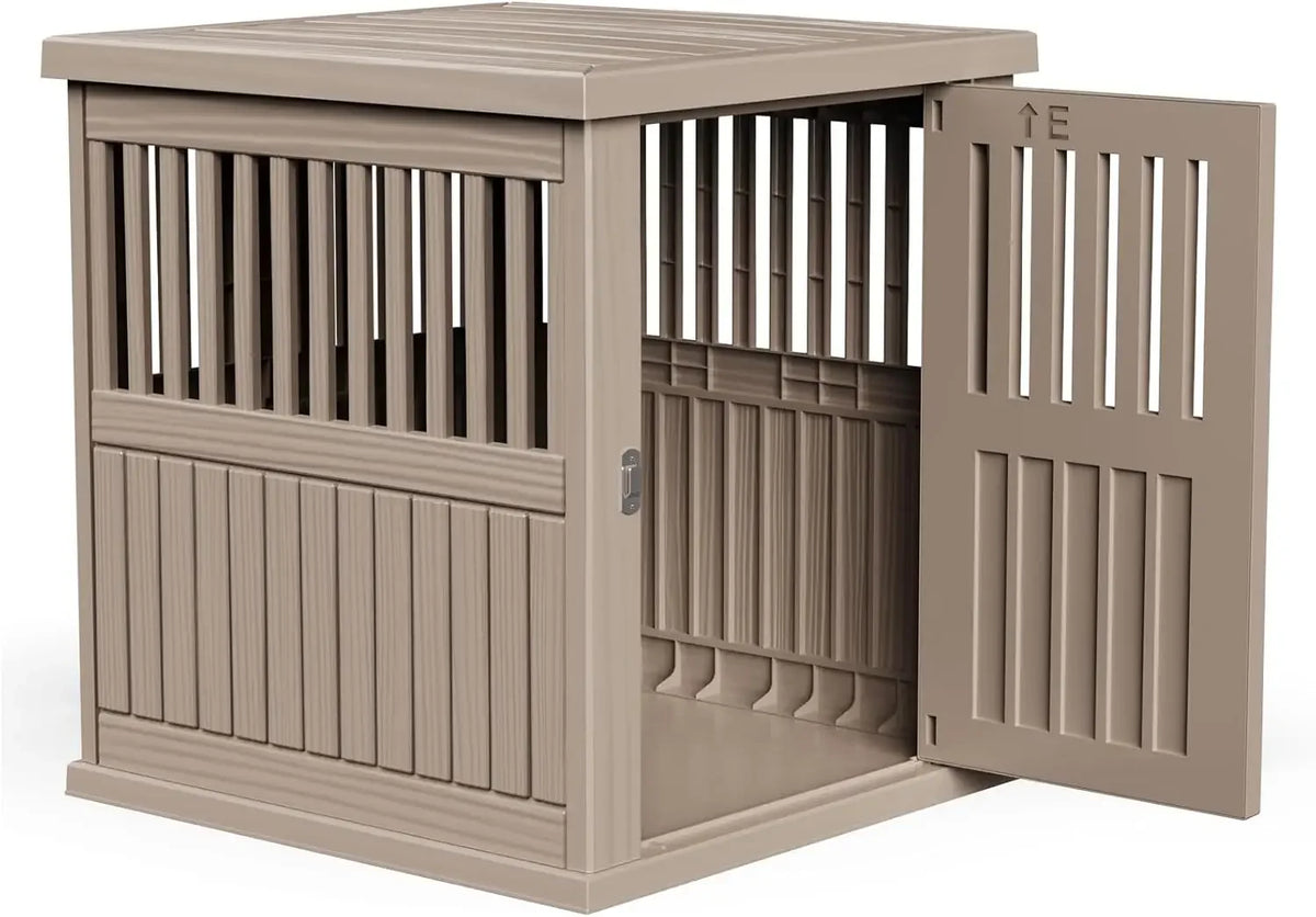 Lockable Resin Dog Crate End Table Nightstand