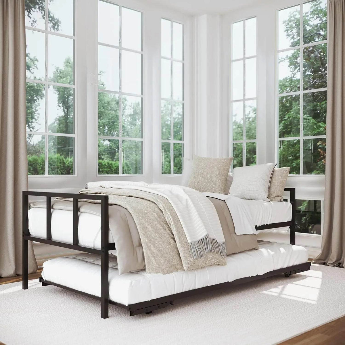 Twin Metal Frame Daybed and Trundle Set - XMSJ - Sleep Galleria