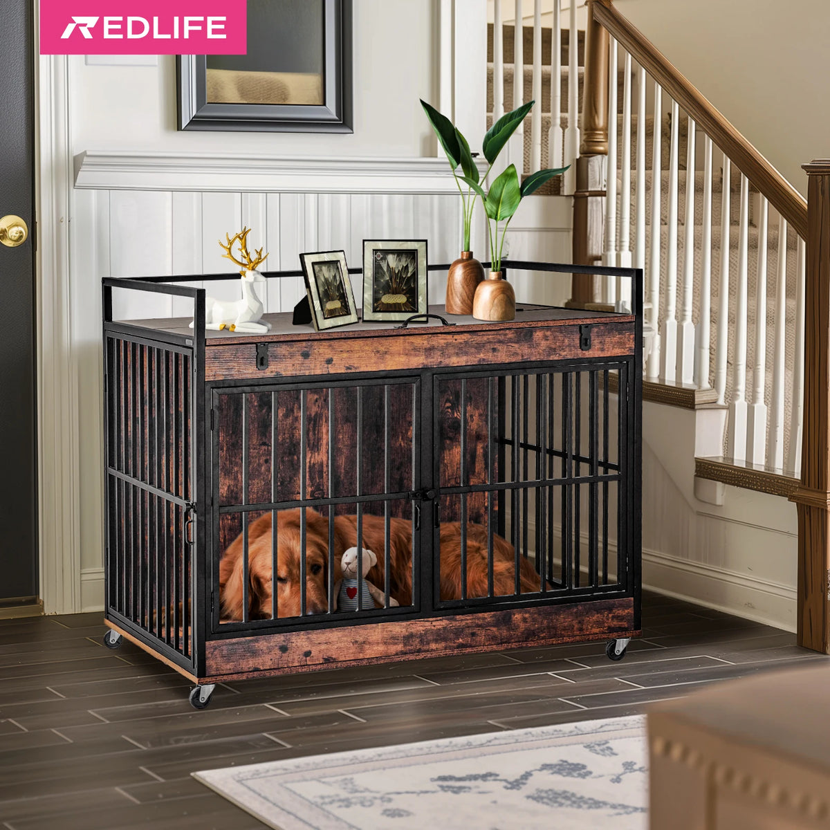 Industrial Wood Heavy Duty Large Dog Crate With Wheels