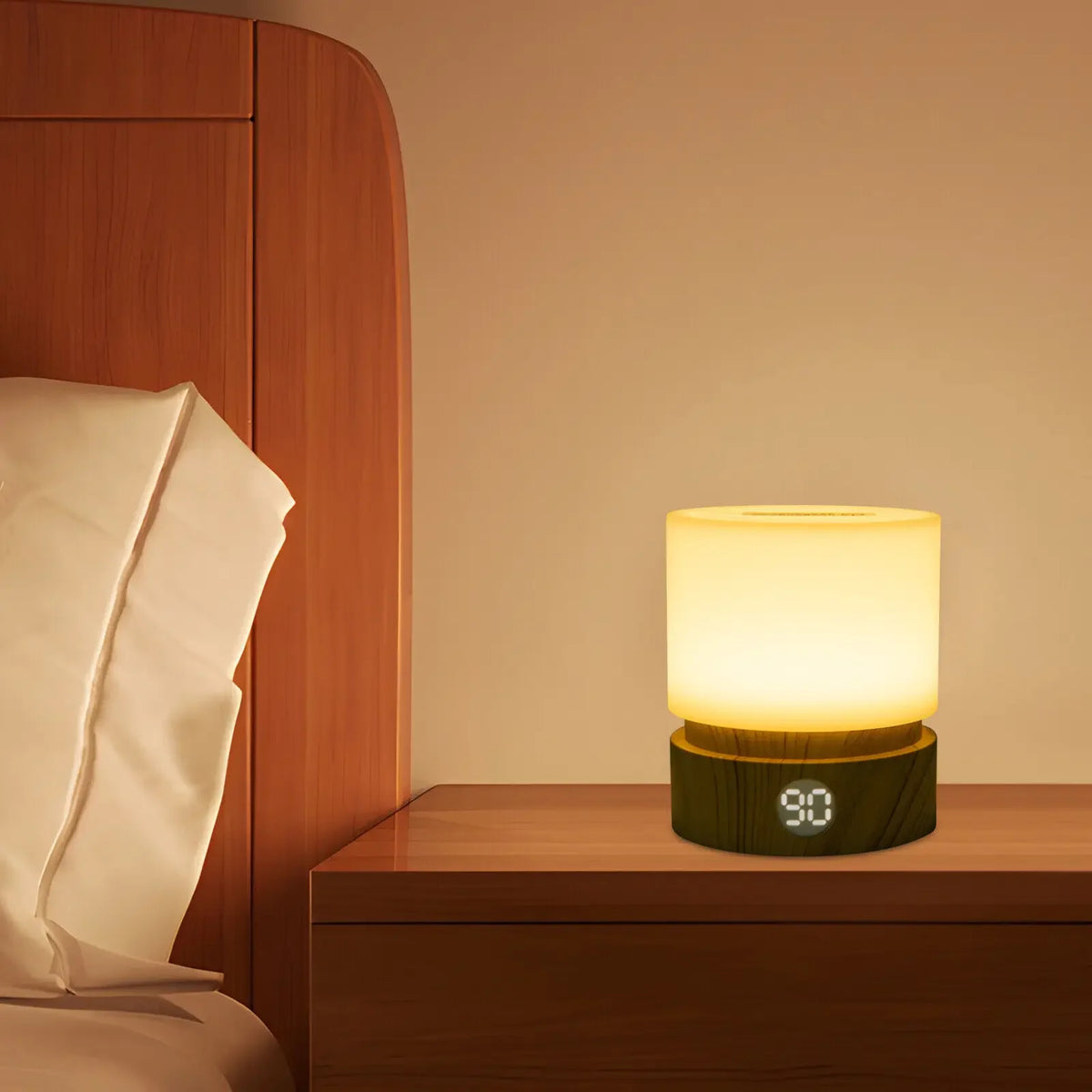 Soft Glow LED Cylindrical Bedside Night Light