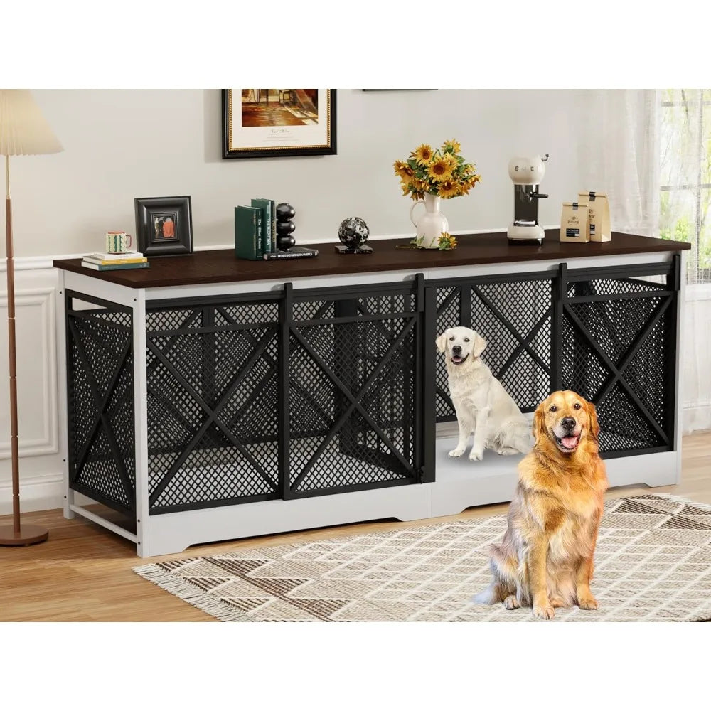 Double Dog Crate Furniture Heavy Duty Chew-Resistant Indoor