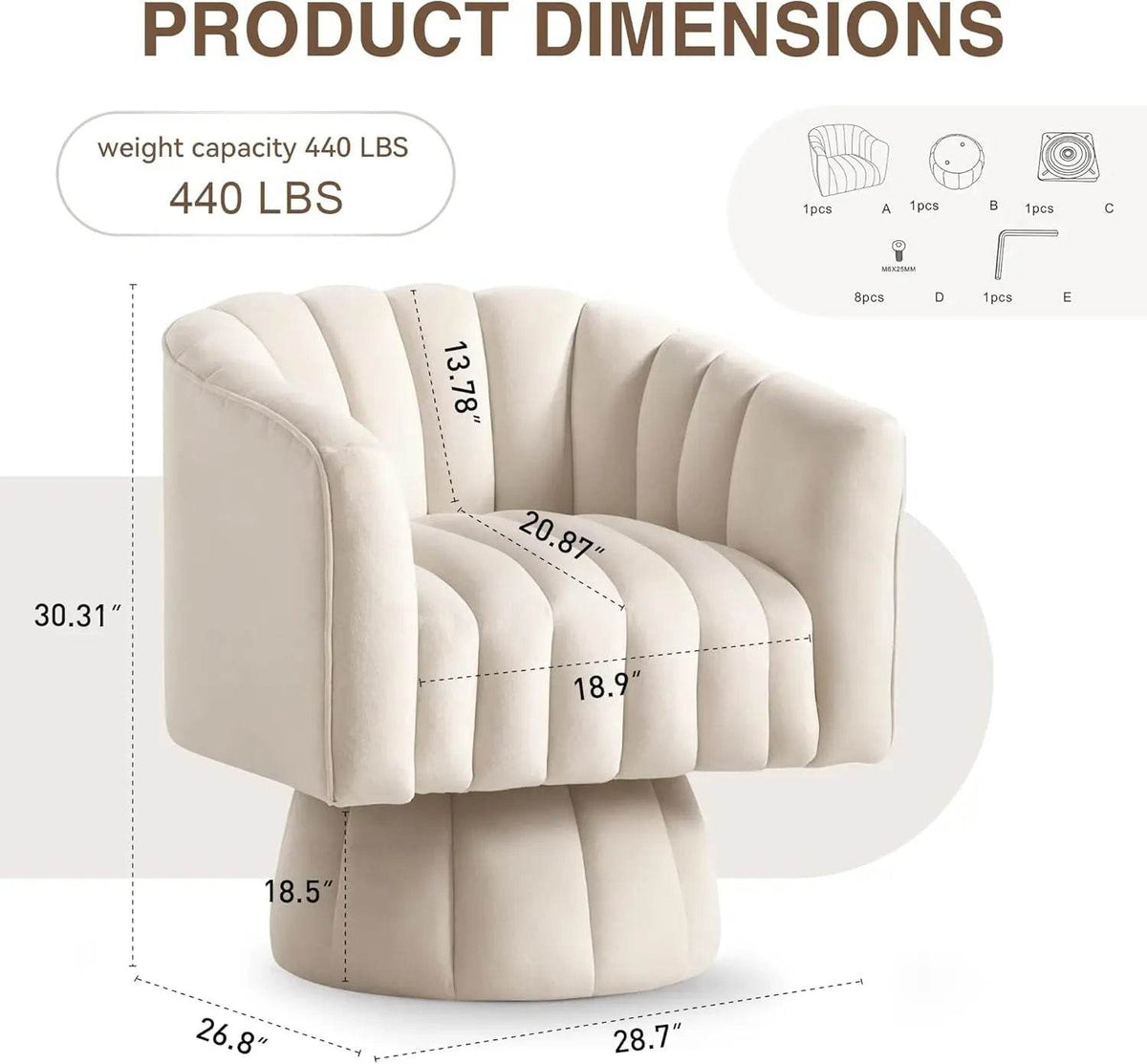 Modern Velvet 360-Degree Swivel Chair - Sleep Galleria
