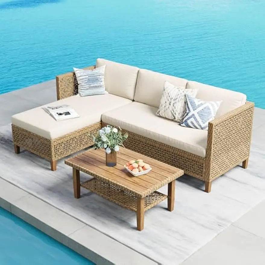 Bohemian Outdoor Wicker Patio Conversation Set - XMSJ - Sleep Galleria