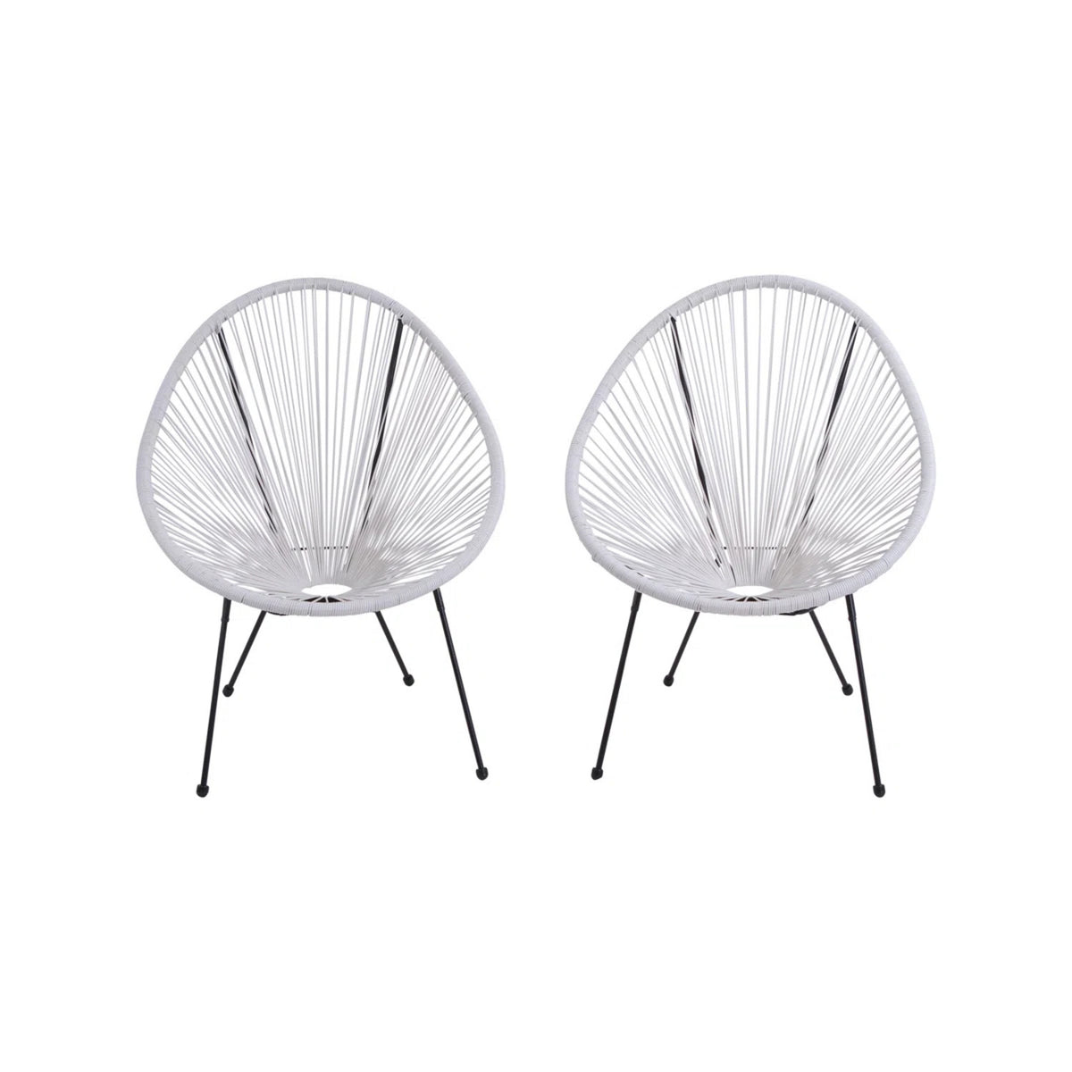 Set Of 2 Modern Acapulco Outdoor Lounge Steel Chairs