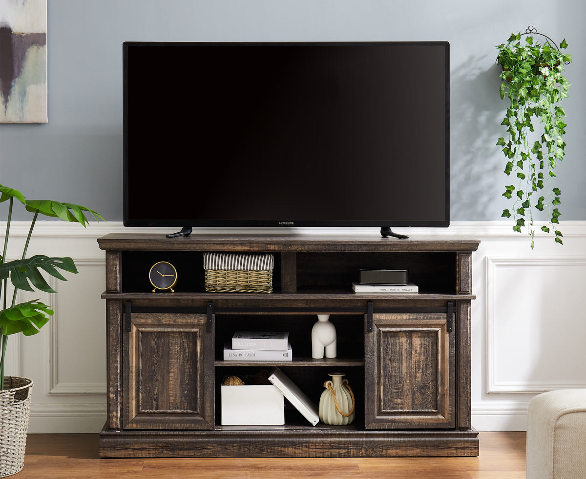 Antique Brown Mid Century Media Console TV Stand