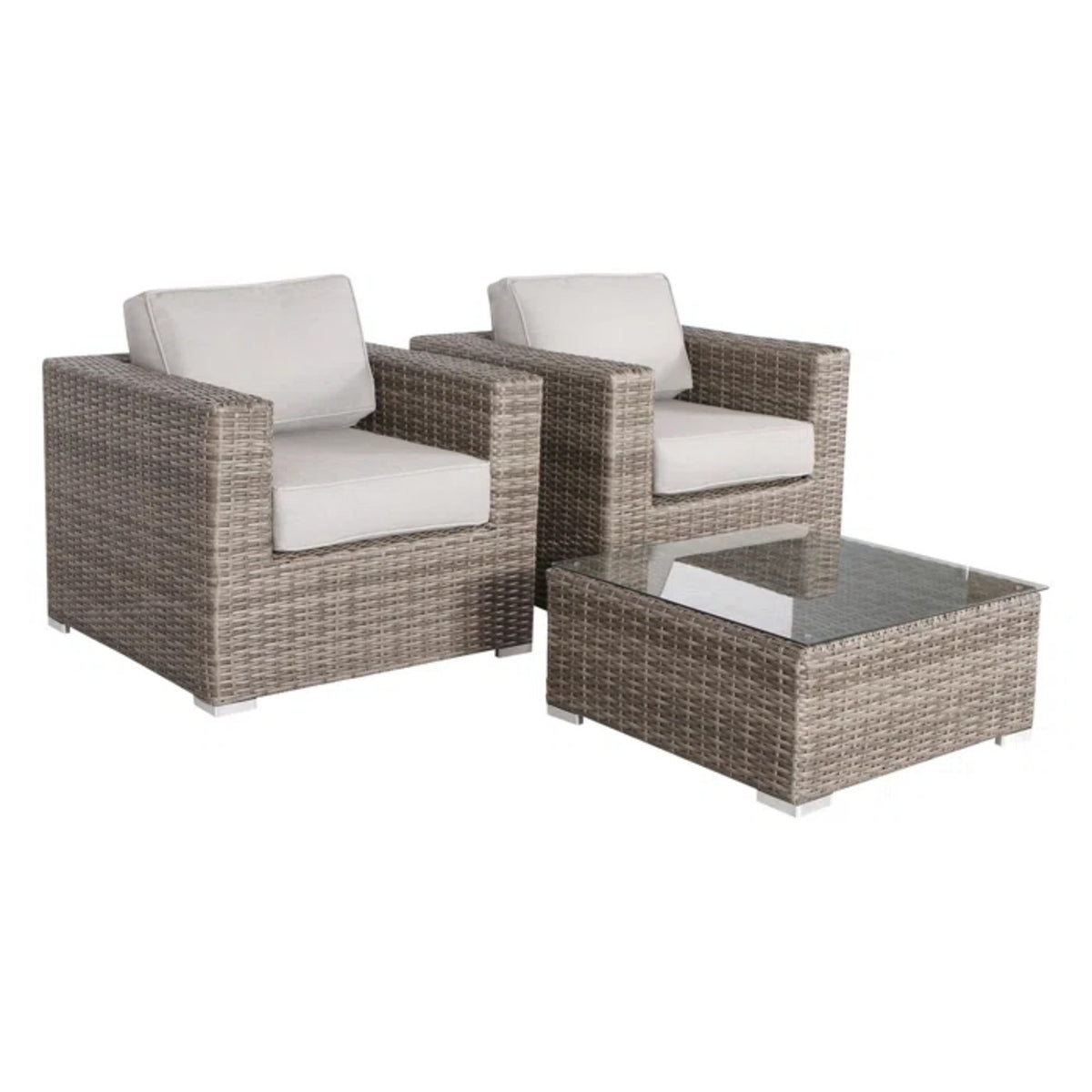 2-Person Fully Assembled Rattan Wicker Outdoor Seating Set
