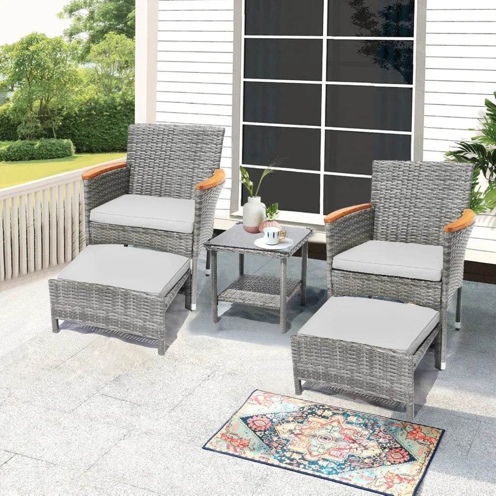 5-Piece Gray Wicker Outdoor Patio Furniture Set - Sleep Galleria