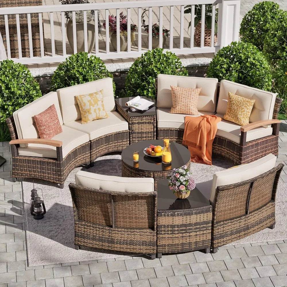 9-Piece Half-Moon Outdoor Patio Furniture Set - Sleep Galleria