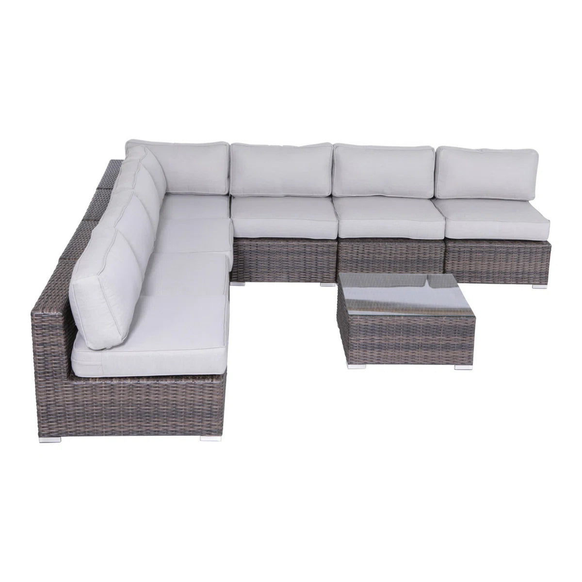 6-Person Outdoor Wicker Seating Set With Plush Cushions