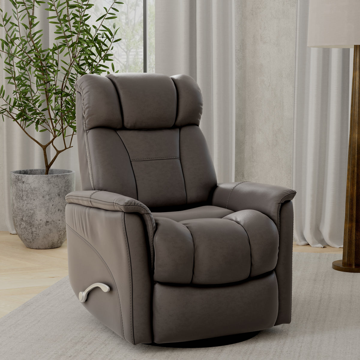 Swivel Glider Recliner With Manual Adjustable Headrest
