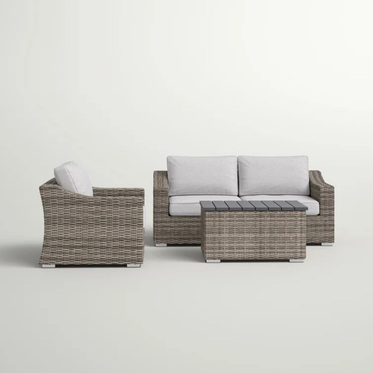 Rattan Wicker 3-Person Outdoor Patio Seating Group